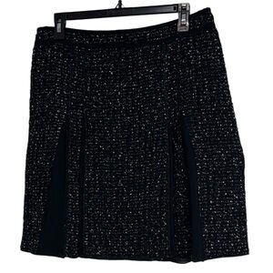 Gerard Darel Black/White Bouclé Tweed Pleated Mini Skirt size EU 40